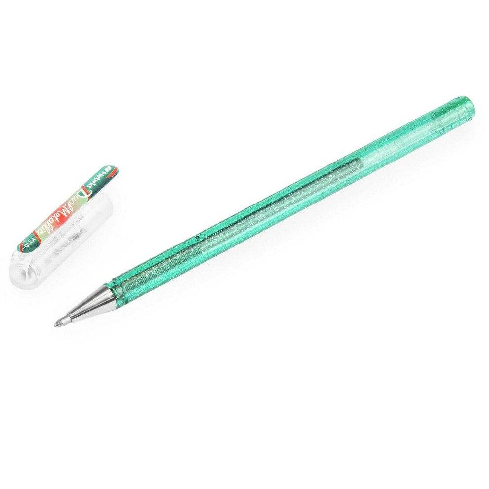 Pentel Hybrid - Dual Metallic - Liquid Gel Rollerball Pen - K110 - Turquoise Green/ Metallic Red and Green - Single