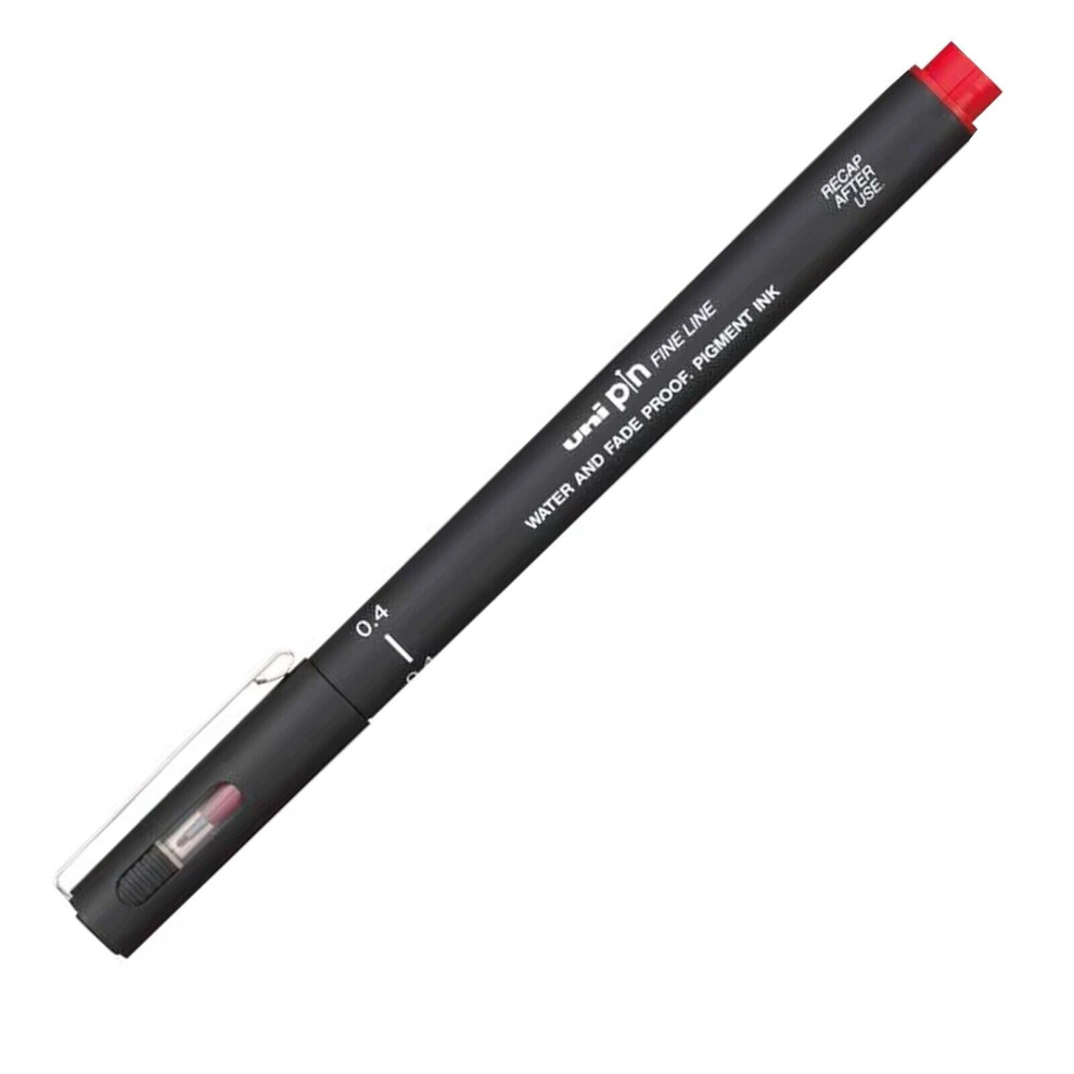 Uni Pin Fineliner Drawing Pen - 0.4mm Nib - Red Ink - Single