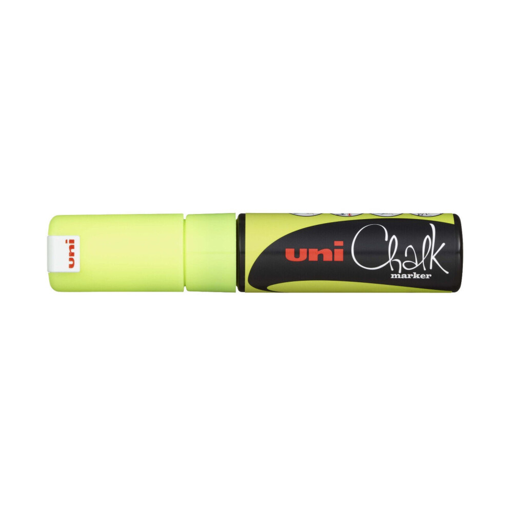 Uni-Ball PWE-8K Liquid Chalk Marker Pen - 8mm Chisel Tip - Fluorescent Yellow Ink - Single