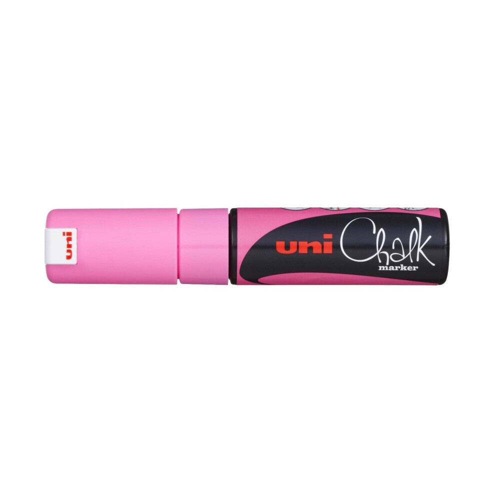 Uni-Ball PWE-8K Liquid Chalk Marker Pen - 8mm Chisel Tip - Fluorescent Pink Ink - Single