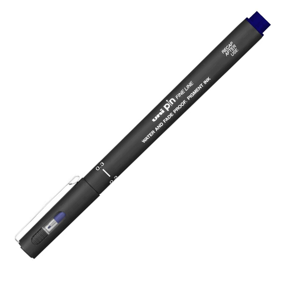 Uni Pin Fineliner Drawing Pen - 0.3mm Nib - Blue Ink - Single