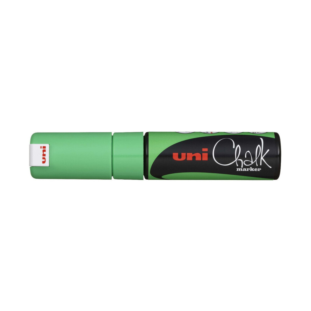 Uni-Ball PWE-8K Liquid Chalk Marker Pen - 8mm Chisel Tip - Fluorescent Green Ink - Single