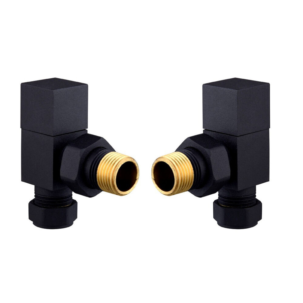 (Black) WarmeHaus Square Angled Towel Rail/Radiator Valves