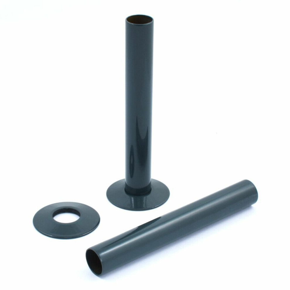 Warmehaus (Anthracite) 2 X Radiator Pipes And Pipe Collars 15 X 180Mm Anthracite