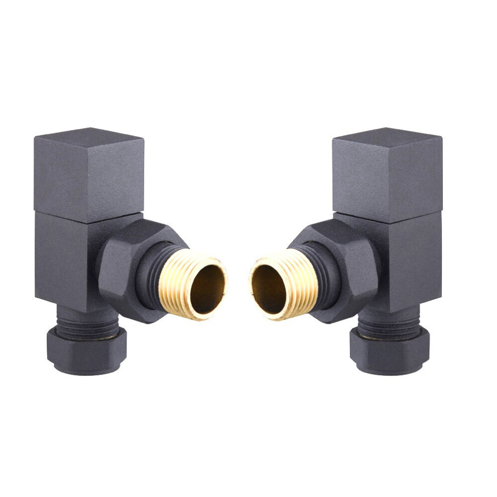 (Anthracite) WarmeHaus Square Angled Towel Rail/Radiator Valves