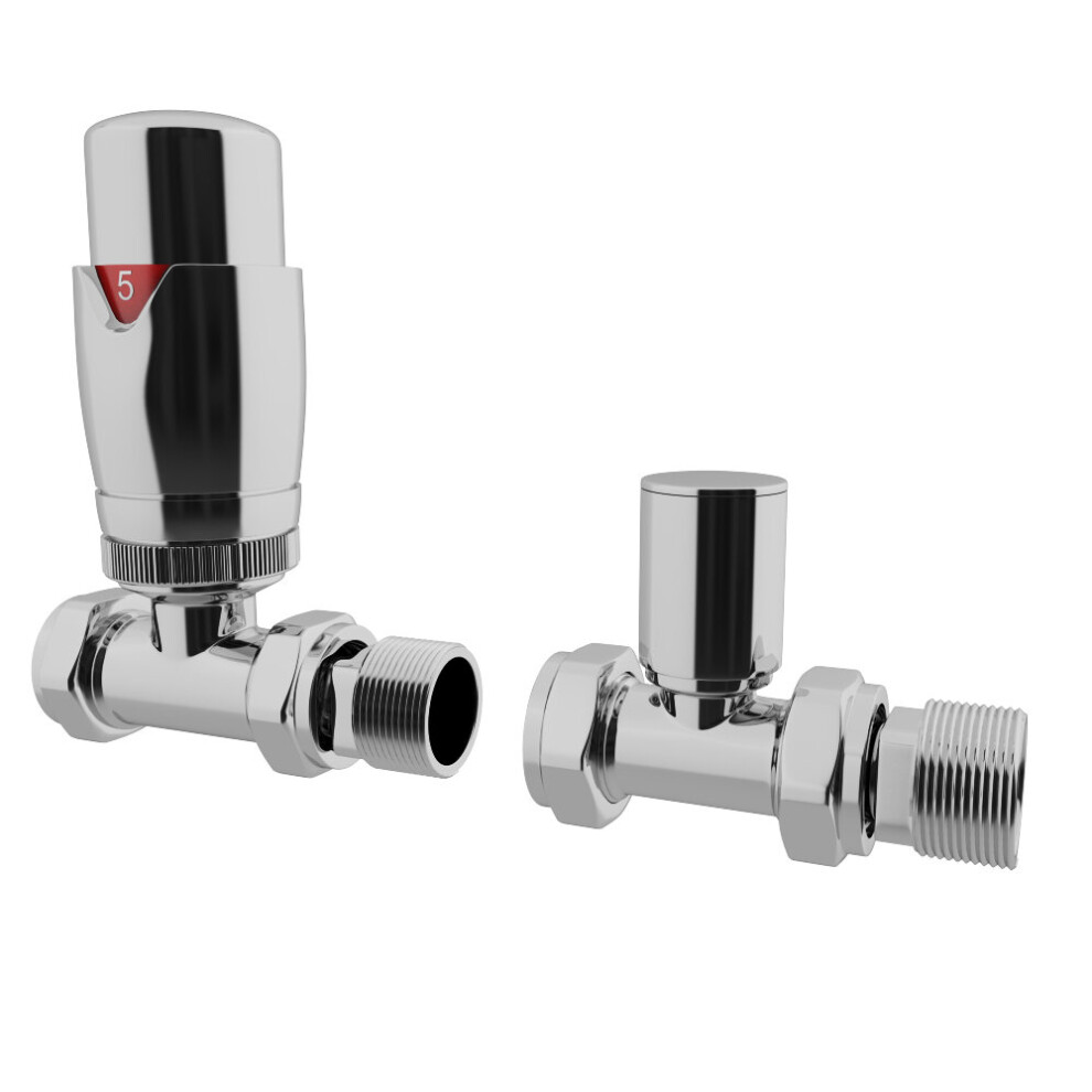 Warmehaus (Brushed Nickel, Straight) Thermostatic Radiator Valve Pair Trv