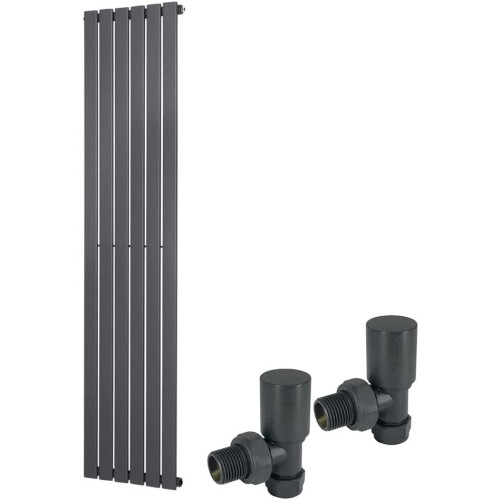 WarmeHaus (1800 x 410mm Single) Warmehaus Flat Panel Horizontal Vertical Radiator with Angled Valves