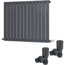 (600 x 886mm Single) Warmehaus Flat Panel Horizontal Vertical Radiator with Angled Valves