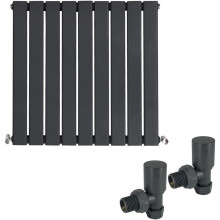 (600 x 614mm Single) Warmehaus Flat Panel Horizontal Vertical Radiator with Angled Valves