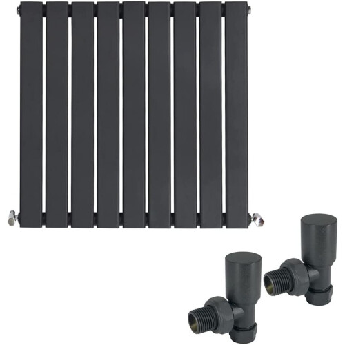 WarmeHaus (600 x 614mm Single) Warmehaus Flat Panel Horizontal Vertical Radiator with Angled Valves