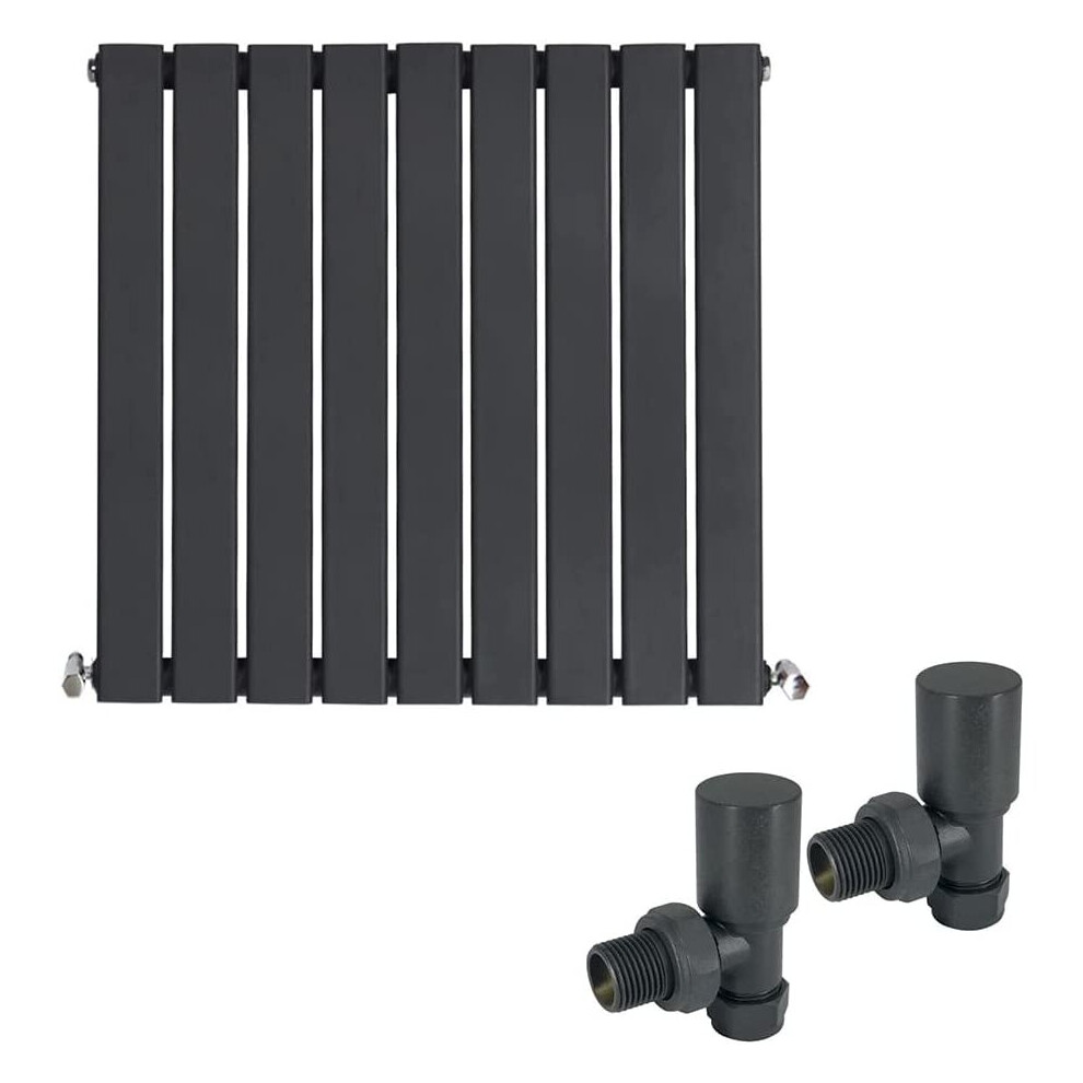 Warmehaus (600 X 614Mm Single) Flat Panel Horizontal Vertical Radiator With Angled Valves