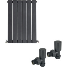(600 x 410mm Single) Warmehaus Flat Panel Horizontal Vertical Radiator with Angled Valves