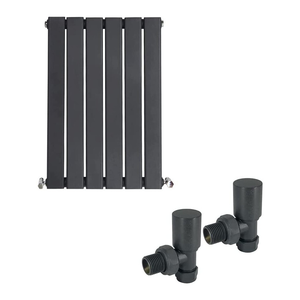 (600 x 410mm Single) Warmehaus Flat Panel Horizontal Vertical Radiator with Angled Valves