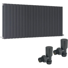 (600 x 1430mm Double) Warmehaus Flat Panel Horizontal Vertical Radiator with Angled Valves