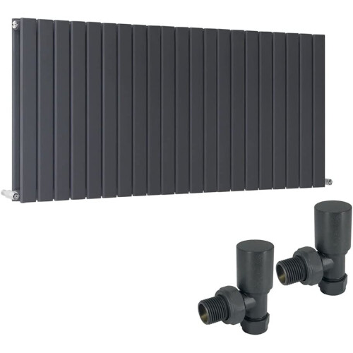 WarmeHaus (600 x 1430mm Double) Warmehaus Flat Panel Horizontal Vertical Radiator with Angled Valves