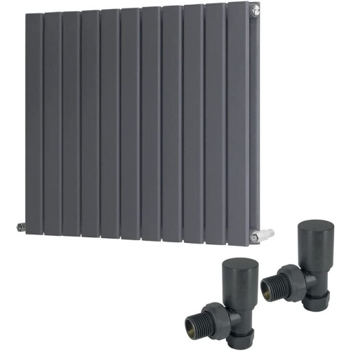 WarmeHaus (600 x 750mm Double) Warmehaus Flat Panel Horizontal Vertical Radiator with Angled Valves