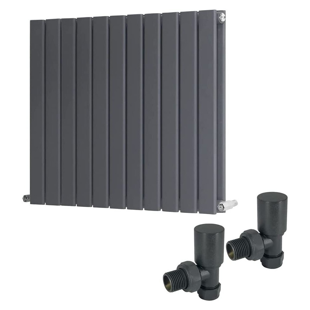 Warmehaus (600 X 750Mm Double) Flat Panel Horizontal Vertical Radiator With Angled Valves