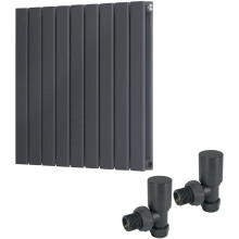 (600 x 614mm Double) Warmehaus Flat Panel Horizontal Vertical Radiator with Angled Valves