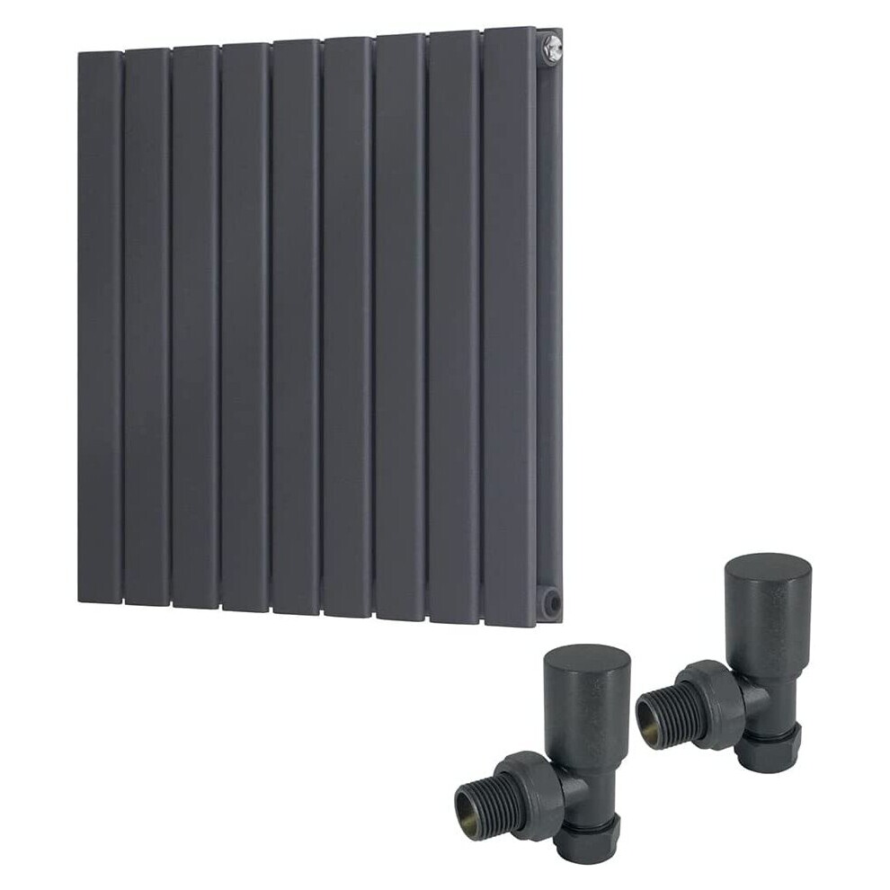Warmehaus (600 X 614Mm Double) Flat Panel Horizontal Vertical Radiator With Angled Valves