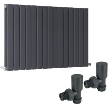 (600 x 1022mm Double) Warmehaus Flat Panel Horizontal Vertical Radiator with Angled Valves