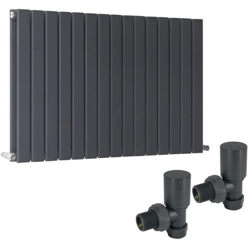 WarmeHaus (600 x 1022mm Double) Warmehaus Flat Panel Horizontal Vertical Radiator with Angled Valves