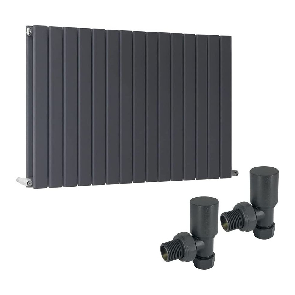 Warmehaus (600 X 1022Mm Double) Flat Panel Horizontal Vertical Radiator With Angled Valves