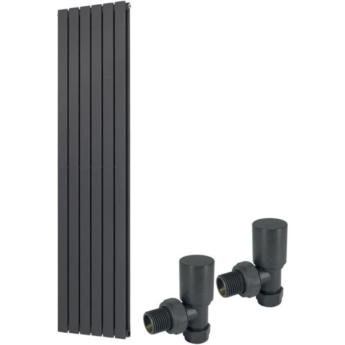 WarmeHaus (1600 x 410mm Double) Warmehaus Flat Panel Horizontal Vertical Radiator with Angled Valves