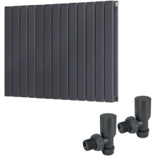 (600 x 886mm Double) Warmehaus Flat Panel Horizontal Vertical Radiator with Angled Valves