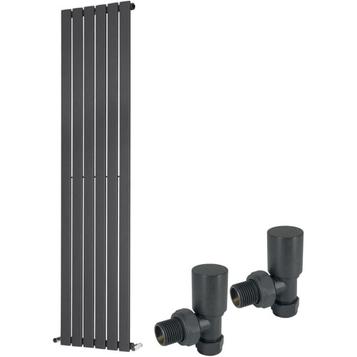 WarmeHaus (1600 x 410mm Single) Warmehaus Flat Panel Horizontal Vertical Radiator with Angled Valves