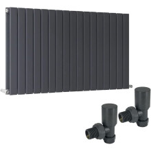 (600 x 1158mm Double) Warmehaus Flat Panel Horizontal Vertical Radiator with Angled Valves