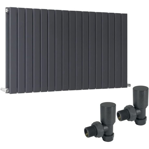 WarmeHaus (600 x 1158mm Double) Warmehaus Flat Panel Horizontal Vertical Radiator with Angled Valves