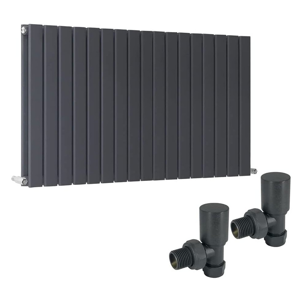 Warmehaus (600 X 1158Mm Double) Flat Panel Horizontal Vertical Radiator With Angled Valves