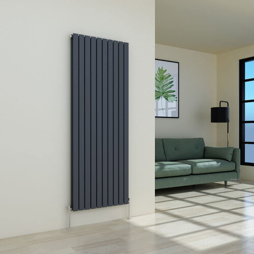 WarmeHaus (1800 x 682mm Double) Warmehaus Flat Panel Horizontal Vertical Radiator with Angled Valves 1