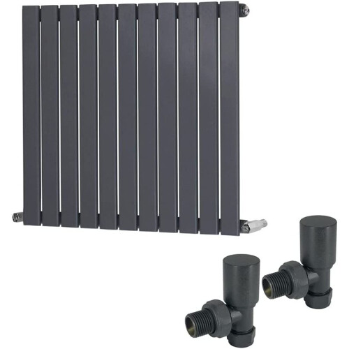 WarmeHaus (600 x 750mm Single) Warmehaus Flat Panel Horizontal Vertical Radiator with Angled Valves