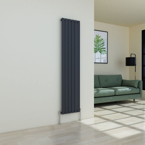 WarmeHaus (1800 x 410mm Single) Warmehaus Flat Panel Horizontal Vertical Radiator with Angled Valves 1
