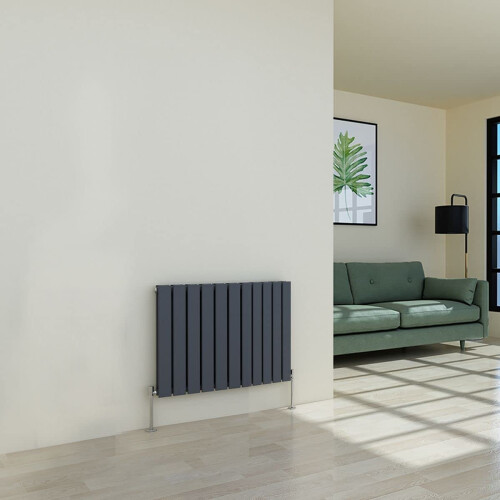 WarmeHaus (600 x 750mm Double) Warmehaus Flat Panel Horizontal Vertical Radiator with Angled Valves 1
