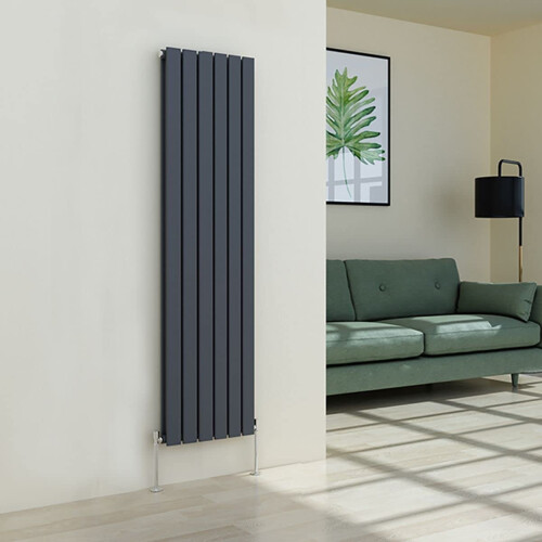 WarmeHaus (1600 x 410mm Double) Warmehaus Flat Panel Horizontal Vertical Radiator with Angled Valves 1