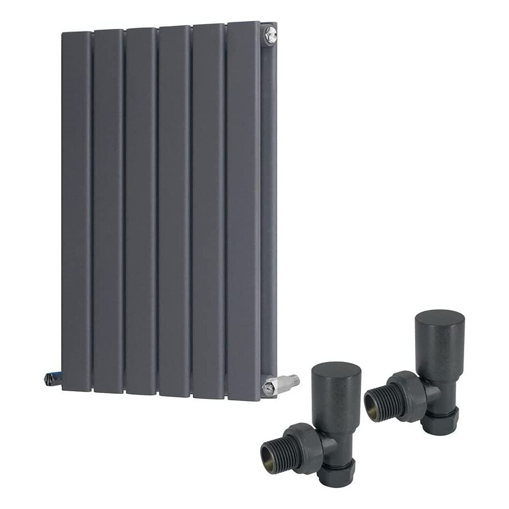Warmehaus (600 X 410Mm Double) Flat Panel Horizontal Vertical Radiator With Angled Valves