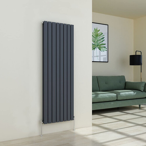 WarmeHaus (1600 x 546mm Double) Warmehaus Flat Panel Horizontal Vertical Radiator with Angled Valves 1