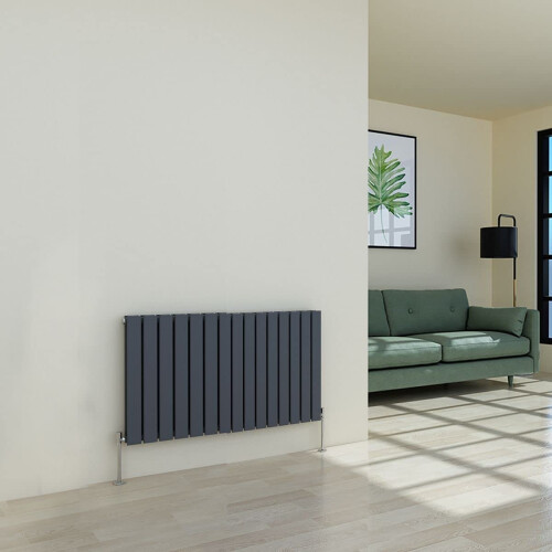 WarmeHaus (600 x 1022mm Double) Warmehaus Flat Panel Horizontal Vertical Radiator with Angled Valves 1