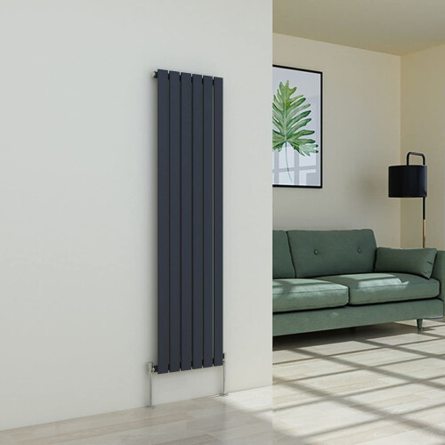 WarmeHaus (1600 x 410mm Single) Warmehaus Flat Panel Horizontal Vertical Radiator with Angled Valves 1