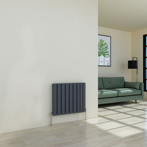 WarmeHaus (600 x 614mm Double) Warmehaus Flat Panel Horizontal Vertical Radiator with Angled Valves 1