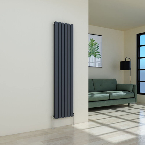 WarmeHaus (1800 x 410mm Double) Warmehaus Flat Panel Horizontal Vertical Radiator with Angled Valves 1