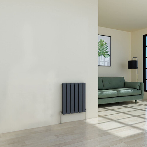 WarmeHaus (600 x 410mm Double) Warmehaus Flat Panel Horizontal Vertical Radiator with Angled Valves 1