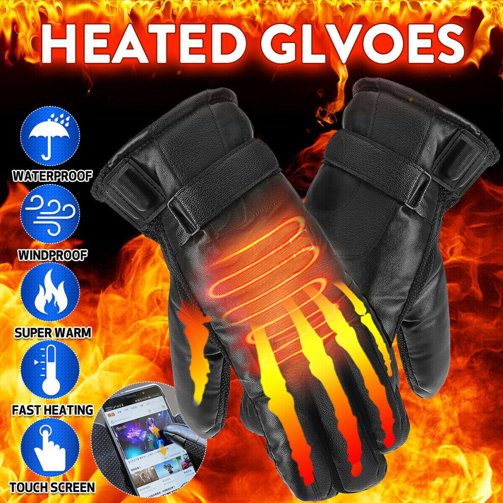 Rechargeable Electric Heated Glove Thermal Motorcycle Glove Warming Black 1116940180456