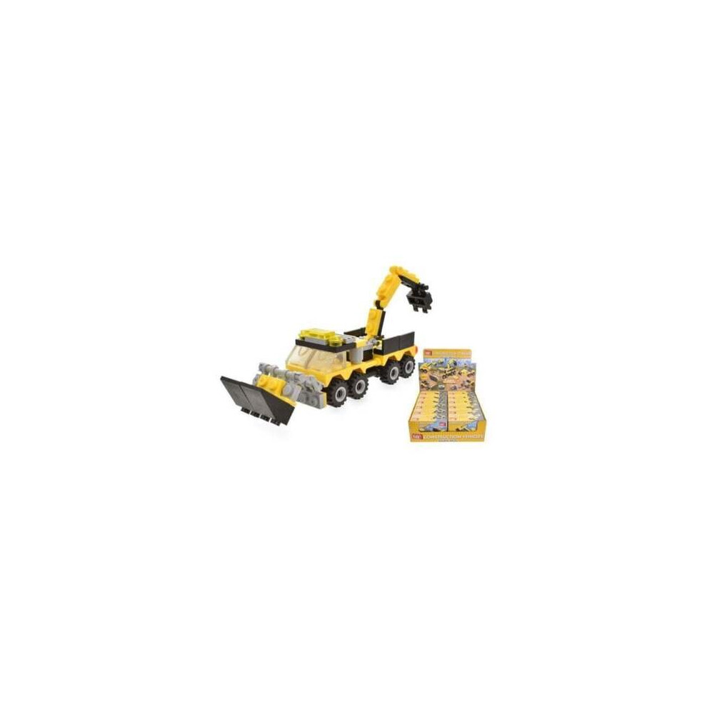 (Set of 12) The Magic Toy Shop Building Bricks 2 in 1 Forklift Construction Bulldozer Vehicles Transforming in One Vehicle Excavator