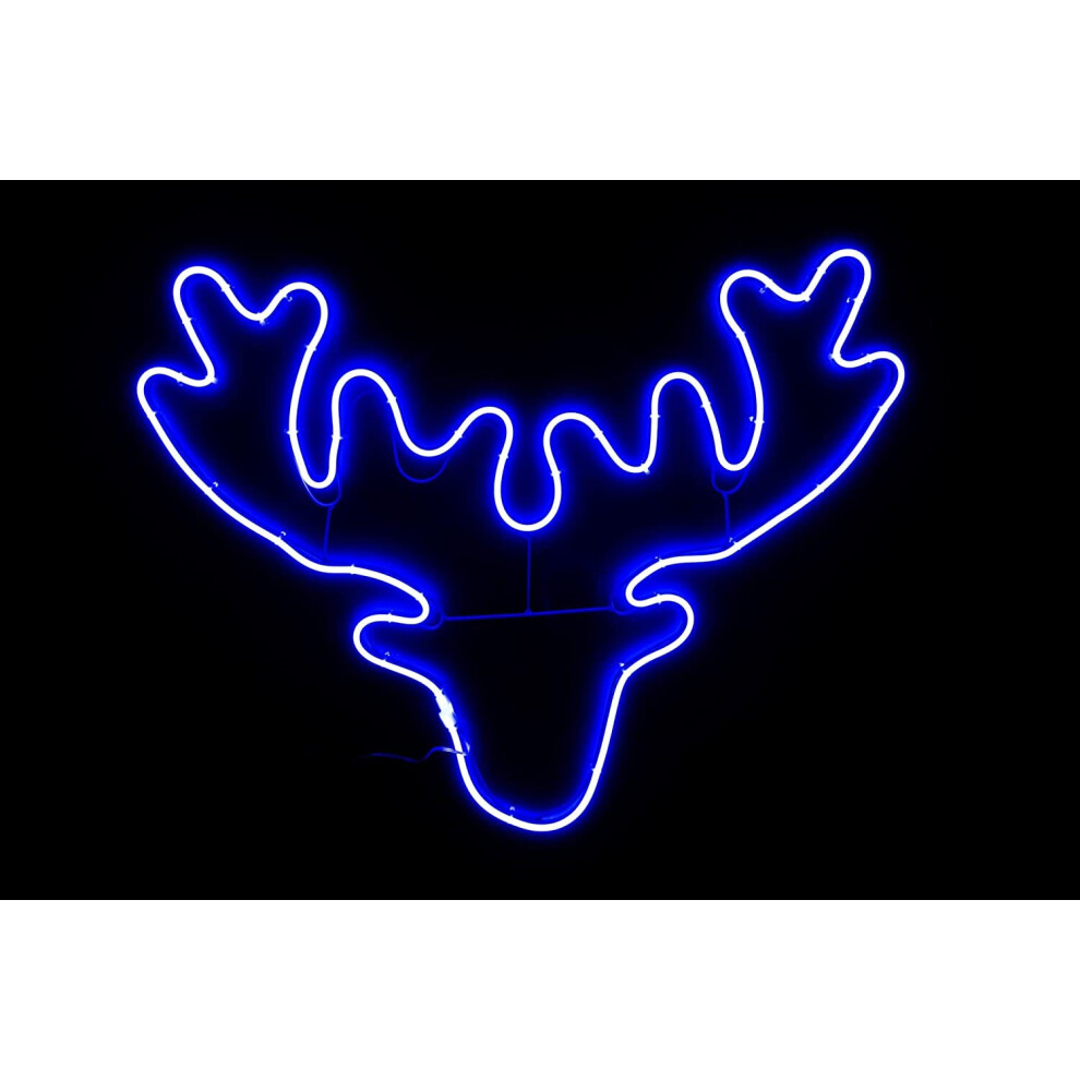 (Blue, Stag Head) Neon Effect Rope Light Silhouette LED Wall Christmas Decorations