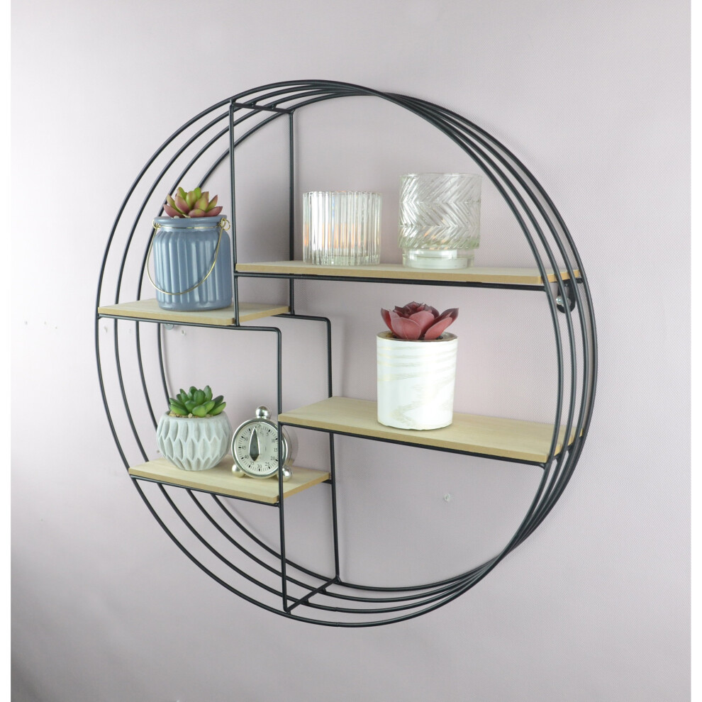 Round Multi Section Shelf Metal Wire Wall Mounted Floating Shelves