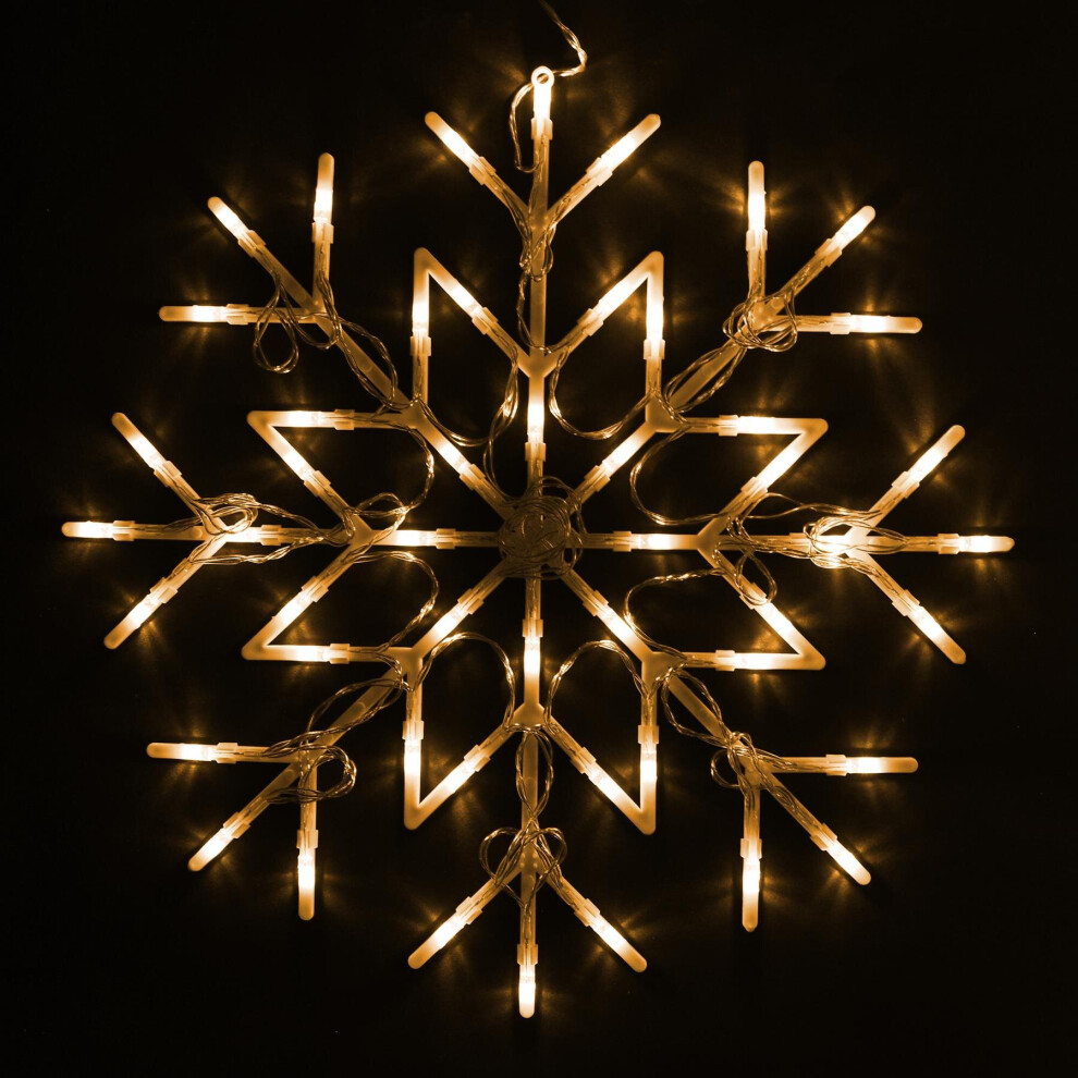 (WARM WHITE) Christmas Snowflake 50 LED Lights for Decorations