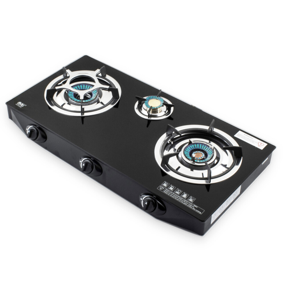 Nj (Only Gas Stove) Ngb-S3 Triple Gas Stove Glass Indoor Cooktop Black